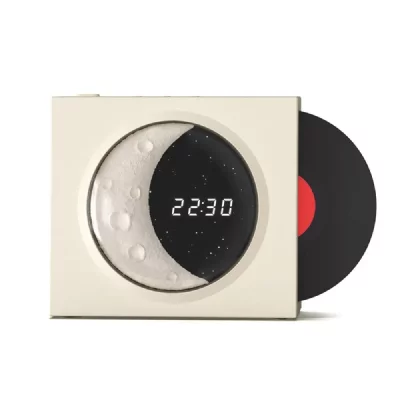 YONIS Enceinte bluetooth horloge lunaire sans fil de bureau smart son st&eacute;r&eacute;o et vinyle rotatif  