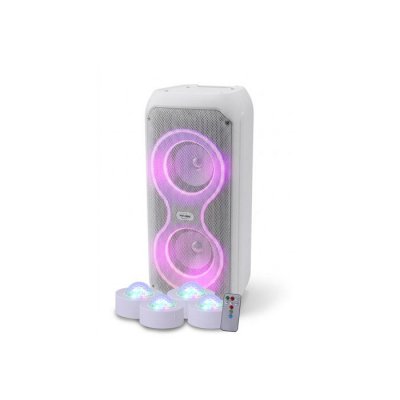 INOVALLEY Enceinte Bluetooth KA-08 Karaok&eacute; TWS Radio FM USB 400W Blanc