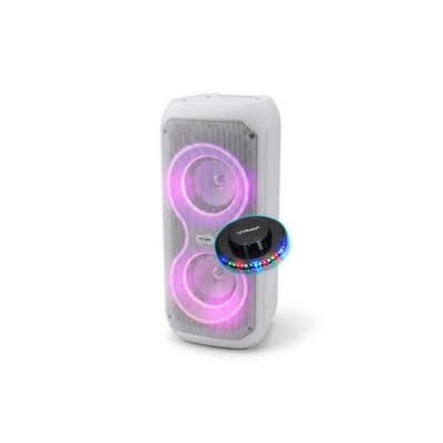 INOVALLEY Enceinte Bluetooth KA-08 Karaok&eacute; TWS Radio FM USB 400W Blanc Lumi&egrave;re OVNI LED