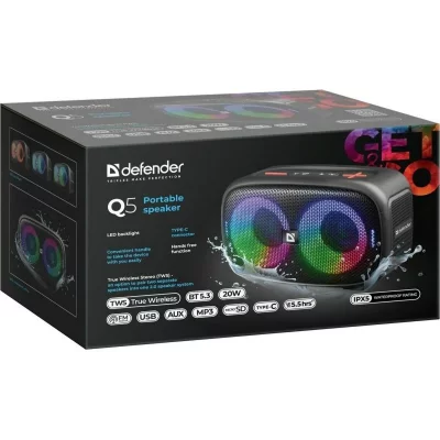 DEFENDER Enceinte bluetooth Q5 bt 5.3 20W led/bt/fm/usb/tws