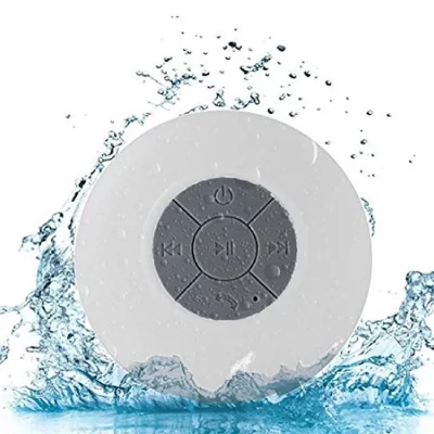 YONIS Enceinte Bluetooth Waterproof Portable Mini Subwoofer Pour Douche Avec Micro Int&eacute;gr&eacute; Blanc 