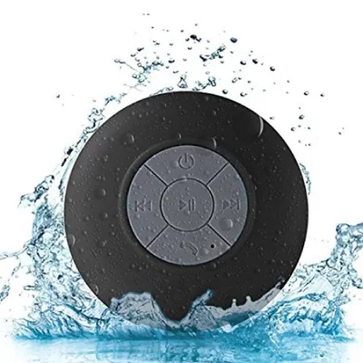 YONIS Enceinte Bluetooth Waterproof Portable Mini Subwoofer Pour Douche Avec Micro Int&eacute;gr&eacute; Noir 