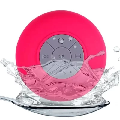 YONIS Enceinte Bluetooth Waterproof Portable Mini Subwoofer Pour Douche Avec Micro Int&eacute;gr&eacute; Rose 