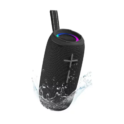 YONIS Enceinte bluetooth waterproof puissante 10w autonomie 4-6h lumi&egrave;re rythmique ipx6 noir  