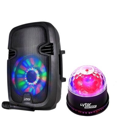 PARTY LIGHT & SOUND Enceinte mobile sur batterie party7 300w usb bluetooth + fm + micro + effet astro sunmagic led rvb