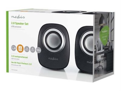 NEDIS Enceinte pc 2 12 w prise jack 3,5 mm noir/argent
