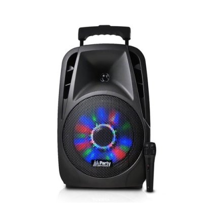 PARTY SOUND & LIGHT Enceinte portable 8""/20cm 300w &agrave; leds rvb avec usb/bluetooth/fm/micro