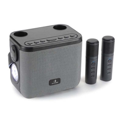 DYNABASS Enceinte Portable Karaok&eacute; 2 Micros Dbe50 Grey 