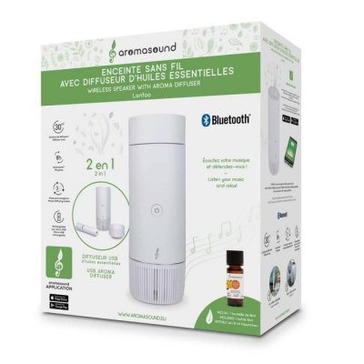 AROMASOUND Enceinte sans fil avec diffuseur usb lantao  blanc