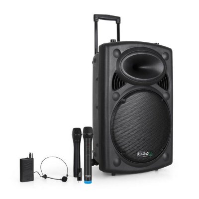 BM SONIC Enceinte sono portable 15 -  - Ibiza DJ - 800W - Batterie int&eacute;gr&eacute;e - 3 micros VHF