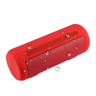 YONIS Enceinte Waterproof Bluetooth St&eacute;r&eacute;o Avec Micro Int&eacute;gr&eacute; Et Poign&eacute;e Rouge