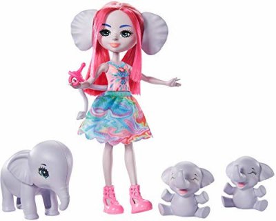 ENCHANTIMALS  Poup&eacute;e &Eacute;sm&eacute;ralda &Eacute;l&eacute;phant 15 cm et Elephanteaux