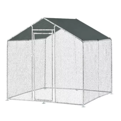 PRO.TEC Enclos Ext&eacute;rieur Voli&egrave;re Acier Galvanis&eacute; 2 x 2 x 2 m Argent Vert Fonc&eacute; []