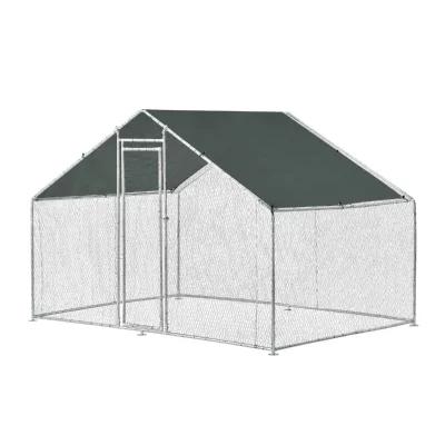 PRO.TEC Enclos Ext&eacute;rieur Voli&egrave;re Acier Galvanis&eacute; 3 x 2 x 2 m Argent Vert Fonc&eacute; []