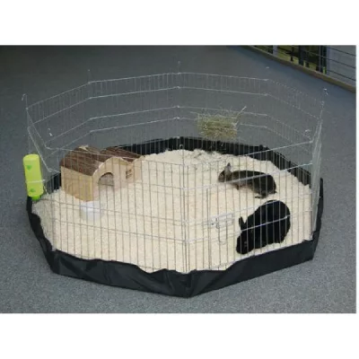 KERBL Enclos  octogonal en m&eacute;tal pour rongeur et lapin tapis en nylon