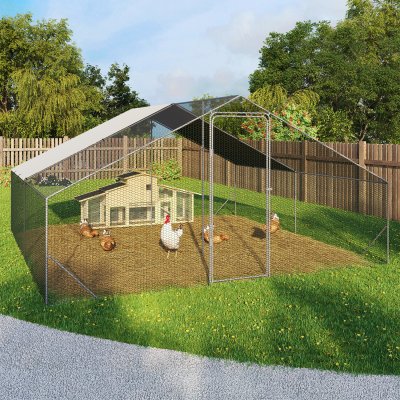 IDMARKET Enclos poulailler 16 m&sup2; parc grillag&eacute; 4x4 M acier galvanis&eacute;