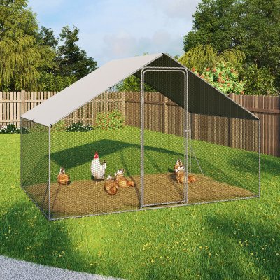 IDMARKET Enclos poulailler 6 m&sup2; parc grillag&eacute; 3x2 M acier galvanis&eacute;