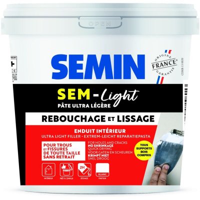 SEMIN Enduit de rebouchage all&eacute;g&eacute;, p&acirc;te  blanc 2.032 kg