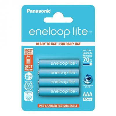 PANASONIC Eneloop Piles 4 Lite Micro Aaa 550mah One Size Silver