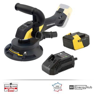 PEUGEOT ENERGYSAND-18VBL-ASP Ponceuse pl&acirc;tre sans fil Brushless EnergyHub Tension 18 V