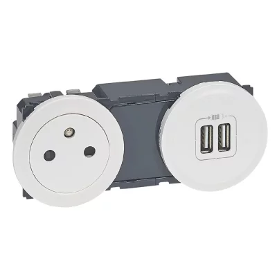LEGRAND Enjoliveur C&eacute;liane pour prise double pour chargeur USB - Blanc