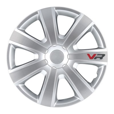 AUTOSTYLE Enjoliveur de roue 4 pi&egrave;ces VR 15 pouces argent / look carbone / logo