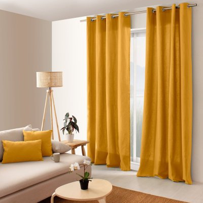 Enjoy Home - Rideau uni effet bachette - 135 x 240 cm - Moutarde
