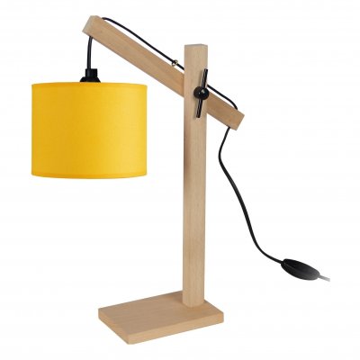 TOSEL Enkel - lampe de bureau articul&eacute; bois naturel et jaune 90307