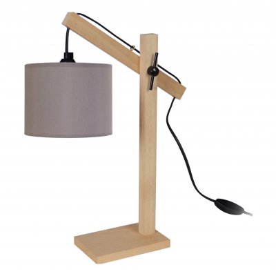TOSEL ENKEL - Lampe de bureau articul&eacute; bois naturel et taupe