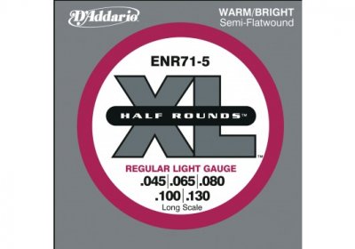 D ADDARIO AND CO ENR71-5 Half Rounds 45-130 - Jeu de cordes filet plat &frac12; rond basse &eacute;lectrique 5 cordes