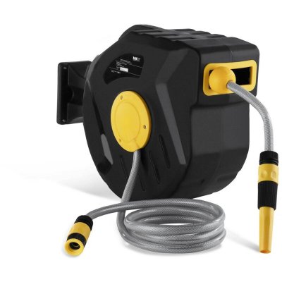 MSW Enrouleur De Tuyau Automatique D&eacute;vidoir Arrosage Jardin Pvc 20+2 M Raccord 1/2'