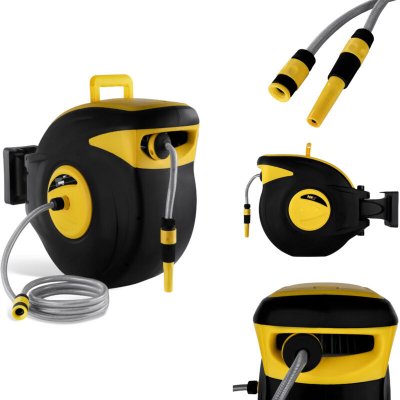 MSW Enrouleur De Tuyau Automatique D&eacute;vidoir Arrosage Jardin Pvc 30+2 M Raccord 1/2'