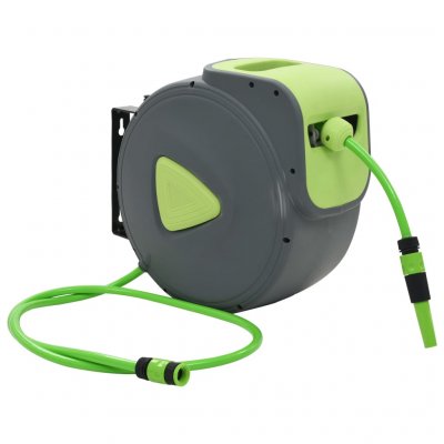 VIDAXL Enrouleur tuyau d'eau r&eacute;tractable automatique fix&eacute; mur 30+2 m