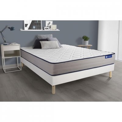 ACTISOM Ensemble 120x200 Matelas Hybride Sommier kit Blanc