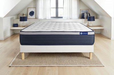 ACTISOM Ensemble 140x190 cm sommier kit blanc