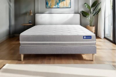 ACTISOM Ensemble 140x190 Matelas M&eacute;moire de forme Sommier kit Gris