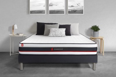 SOMNESS Ensemble 140x200 matelas FORM + sommier kit noir