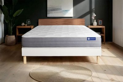 ACTISOM Ensemble 140x200 matelas hybride sommier kit blanc