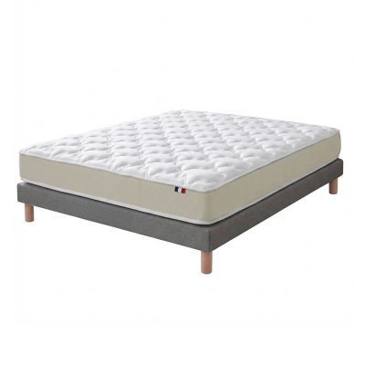 IDLITERIE Ensemble 140x200 Matelas Polylatex 80 Kg/m3 Et Sommier Gris