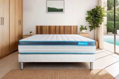 BODYCARE Ensemble 140x200 M&eacute;moire de forme - sommier kit