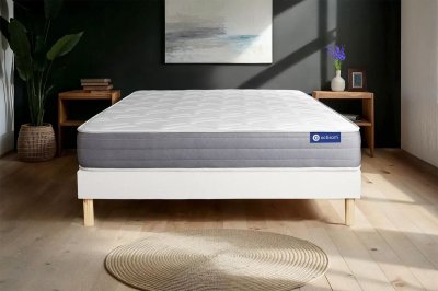 ACTISOM Ensemble 160x200 matelas latex et m&eacute;moire de forme sommier kit blanc