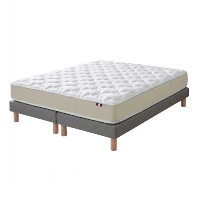 IDLITERIE Ensemble 160x200 Matelas Polylatex 80 Kg/m3 Et Sommier Gris