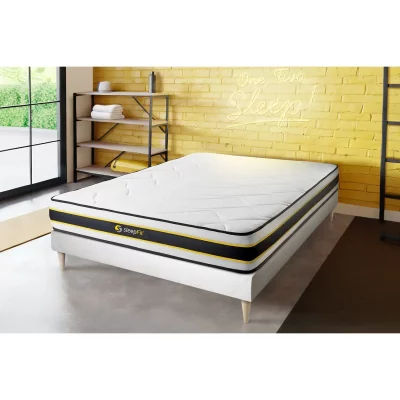 SLEEPFIT Ensemble 180x200 matelas FLEXY + sommier kit blanc