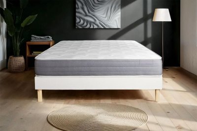 ACTISOM Ensemble 180x200 matelas m&eacute;moire de forme sommier kit blanc