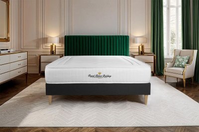 ROYAL PALACE BEDDING Ensemble 200x200 matelas LANCASTER ressorts ensach&eacute;s et m&eacute;moire de forme + sommier kit noir