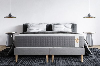 LITIER DELUXE Ensemble 200x200 Ressorts et m&eacute;moire de forme sommier Gris