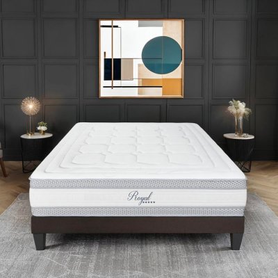 OLYMPE LITERIE Ensemble 5* 160x200 Matelas + Sommier Bois Mi-ferme