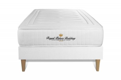 ROYAL PALACE BEDDING Ensemble 90x190 matelas LANCASTER ressorts ensach&eacute;s et m&eacute;moire de forme + sommier kit blanc
