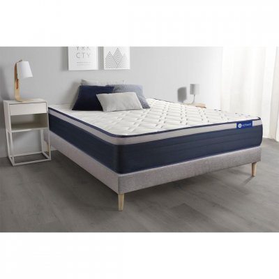 ACTISOM Ensemble 90x190 Matelas Latex et m&eacute;moire de forme Sommier kit Gris