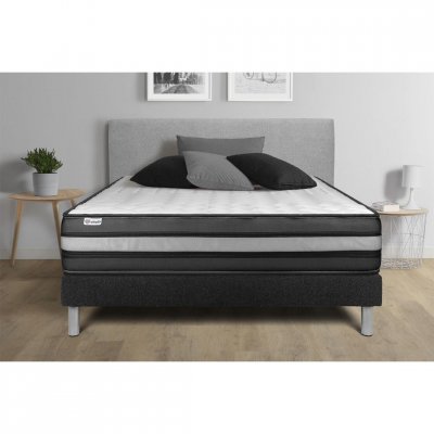 VITALIT Ensemble 90x190 Matelas M&eacute;moire de forme Sommier kit Noir